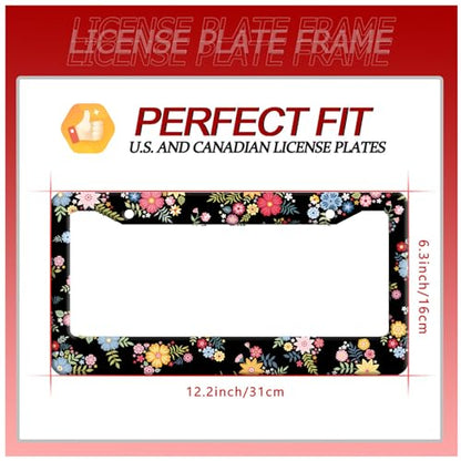 Beautiful Colorful Flowers Stainless Steel License Plate Frame for US Cars (Colorful hibiscus)