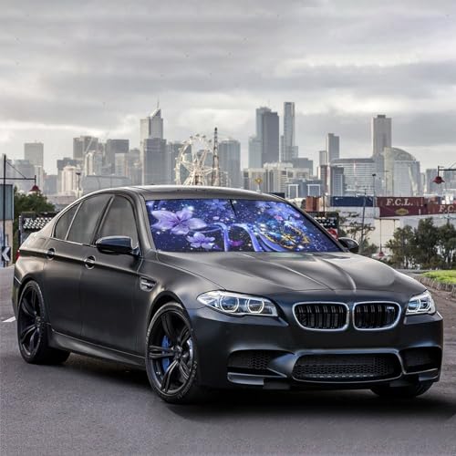 Butterfly Car Windshield Sun Shade Umbrella Automotive Windshield Sunshade Foldable Front Car Accessories Interior Decor to Keep Vehicle Cool for Most Vehicles 57'' X 30'' (57'' X 30'' / style-AB6)