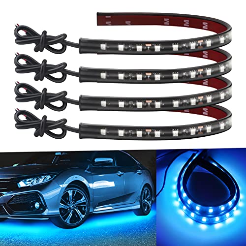 12V Led Light Strip for Car Motorcycle Ice Blue 12.5Inch 4Pack (ICE Blue Led Strip)