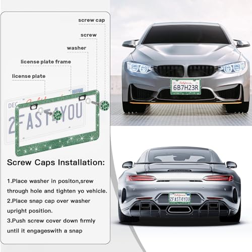 2 Pack License Plate Frames for Women (Green(2PCS))