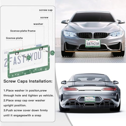 2 Pack License Plate Frames for Women (Green(2PCS))