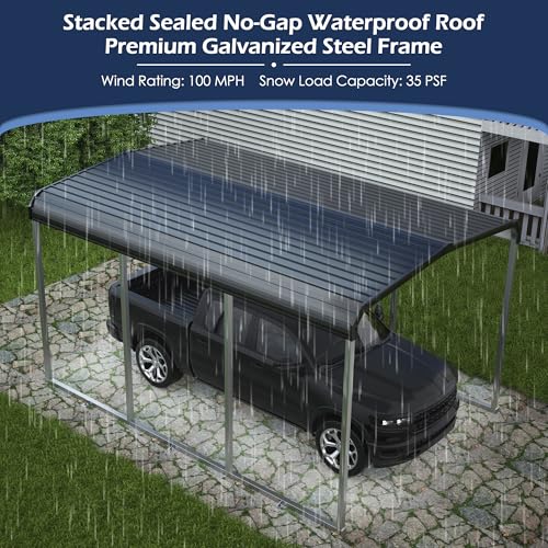 Metal Carport (10x15 FT Gray)