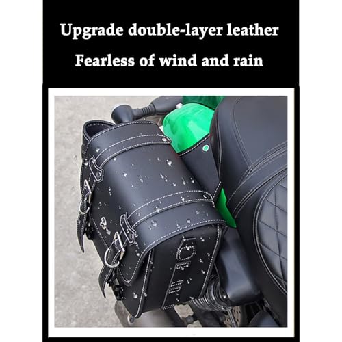 Faux Leather Motorcycle Saddlebags with Lock & Water Bottle Bag (Small With Cup Bag)