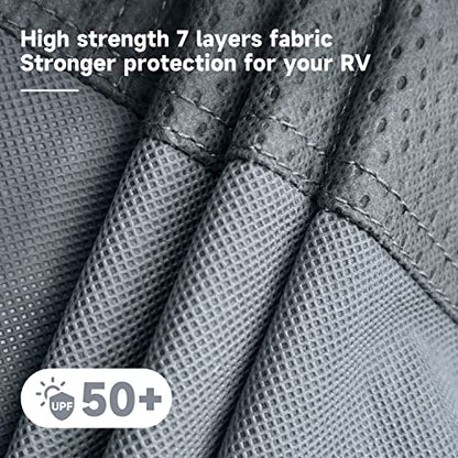 RV Cover 9 Layers Heavy Duty RV & Trailer Cover (Travel Trailer Cover(Grey) / Fits 22-24FT)