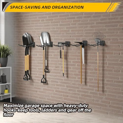 Garage Storage Hooks Heavy Duty Steel Tool Organizer Wall Mount Hangers Racks for Ropes Hoses and Garden Yard Tools Organization Holder Bulk Items Hanging 9 Inch (1 Pack)