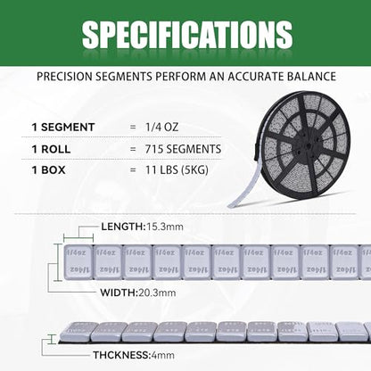 1 4 oz Stick On Wheel Weights 715pcs 5kg Bulk Pack Low Profile Grey (0.25oz-715PCS(Roll) / Gray)