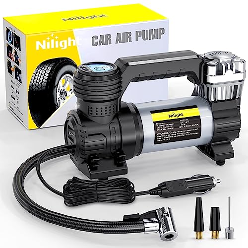 Portable Air Compressor Tire Inflator 12V Heavy Duty 120PSI Metal Pump Double Cylinder Digital Pressure Fast Inflate Auto Shutoff for Car SUV Motorcycle (Double Cylinder Air Compressor Pump)
