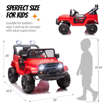 12V Kids Ride on Truck with Remote Control (Red)