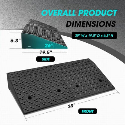 6.3" Rise Rubber Curb Ramp Heavy Duty Loading Driveway Ramp Threshold Ramp 39" W x 19.5" D x 6.3" H for Loading Dock (6.3 in)