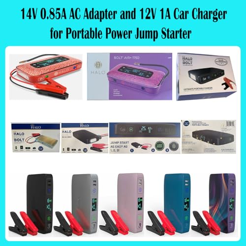 14V 0.85A Adapter + Car Charger for Halo Bolt Air+ 1750 57720 58830 55500
