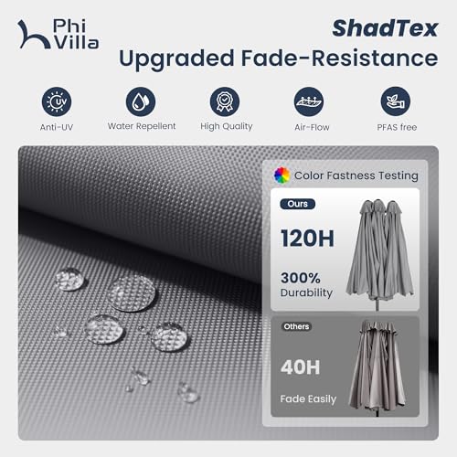 15ft Large Outdoor Patio Umbrella with Base Included (Light Gray)
