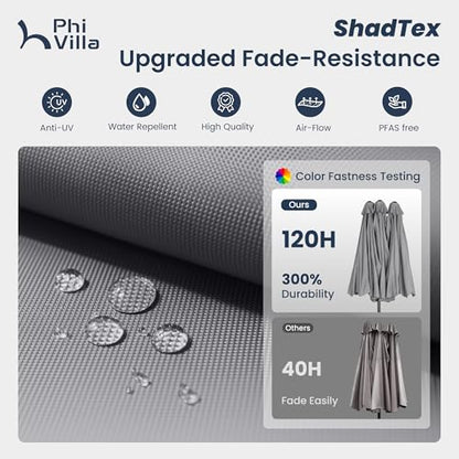15ft Large Outdoor Patio Umbrella with Base Included (Light Gray)