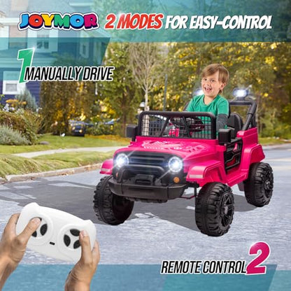 12V Kids Ride on Truck with Remote Control (Hot Pink)