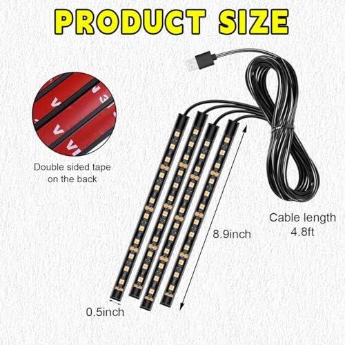 Car LED Strip Light (Red / 48 LED, USB Port)