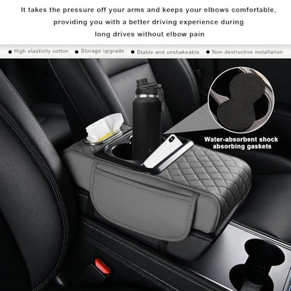 Car Center Console Armrest Pillow (Gray, Embroidered)