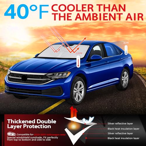 Windshield Sun Shade for 2019 (for 2019-2026 Volkswagen/VW Jetta)