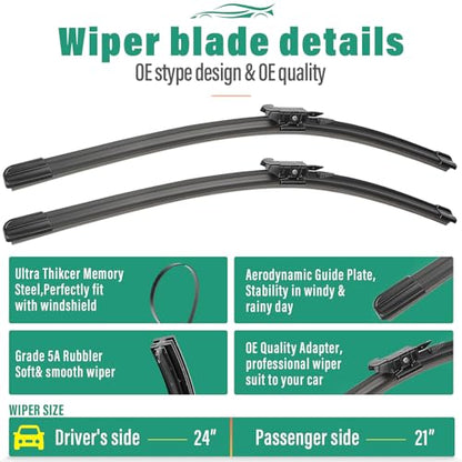 Windshield Wiper Blades Replacement for Buick Enclave 2012 (24"+21"+12")