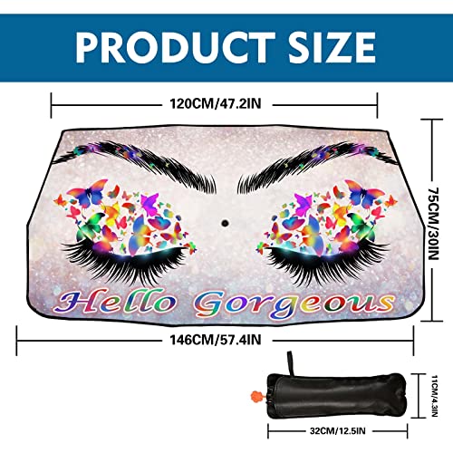 Gorgeous Eyelash Car Windshield Sun Shade Umbrella Sun Visor Windshield Shade Sunshades Foldable Car Umbrella Sunshade Sun Visor Protector Cover (One Size / Gorgeous Eyelash)