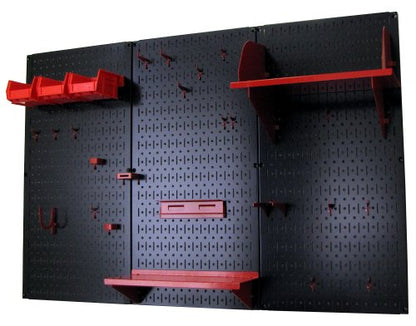 Pegboard Organizer 4 ft. Metal Pegboard Standard Tool Storage Kit with Black Toolboard and Red Accessories (Black Pegboard with Red Accessories)