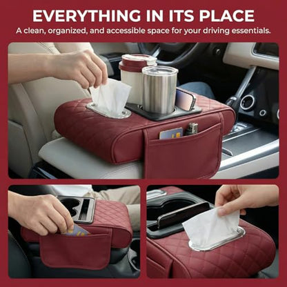 Car Center Console Cover (Burgundy)