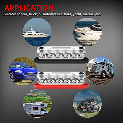 300A Bus Bar 12V Marine 12V Power Distribution Block with Cover 6 x 3 (300A)