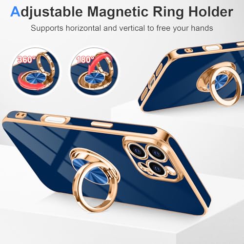 Designed for iPhone 16 Pro Max Case with Ring Stand Slim Blue (Blue / 6.9'' iPhone 16 Pro Max)