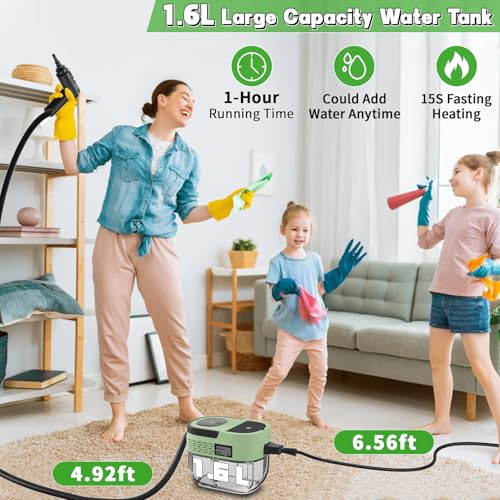 Handheld Steam Cleaner for Home (Light Green / 16PCs)