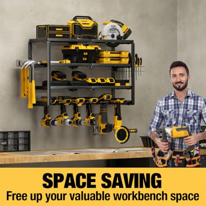 4 Layer Power Tool Organizer Wall Mount (24 Inch 6 Drills Holder)