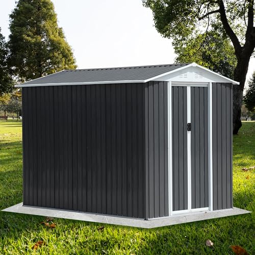 6x9 FT Outdoor Storage Shed (6x9 FT / Gray)