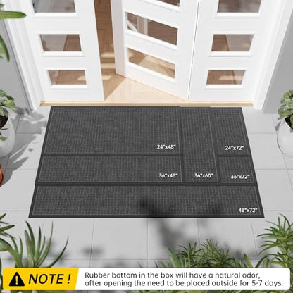 Durable Front Door Mat (2' x 6' (Rectangular) / Gary-squares)