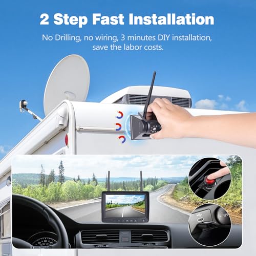 1080P 7" Magnetic Wireless RV Backup Camera System (7" 4-Cam)