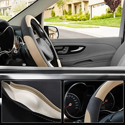 Steering Wheel Cover 14.5 (Standard size[14 1/2''-15''] / Black and Beige)