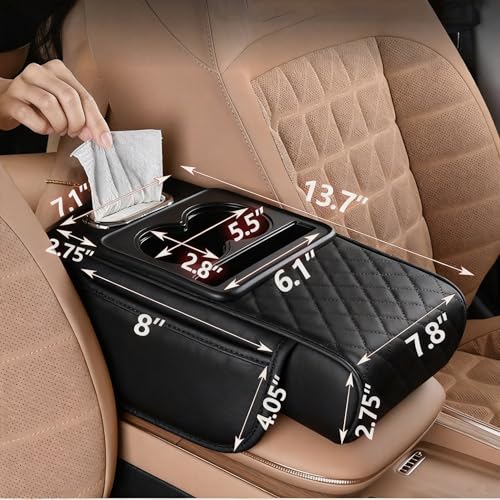 Automotive Armrests Car Console Organizer and Console Cover (Black)