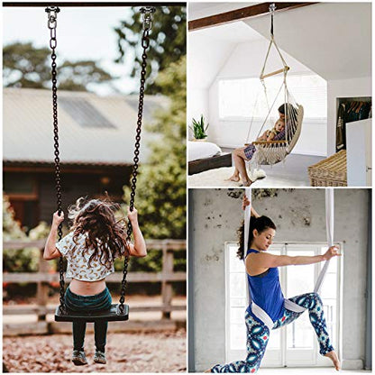 Heavy Duty Swing Hangers for Wooden Sets 2000 LB Capacity Hammock Hanger 360 Swivel Stainless Steel Swing Hardware Accessories 2 Packs for Porch Playground Yoga Heavy Bag (Silver / 1 Pack)