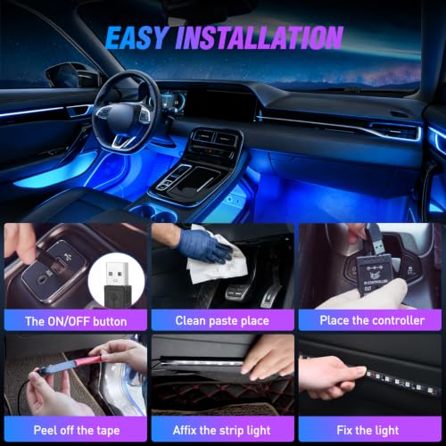 4PCS 48LED Car USB Interior Neon Accent Lights RGB Remote Control (USB Interior Lights - Remote)