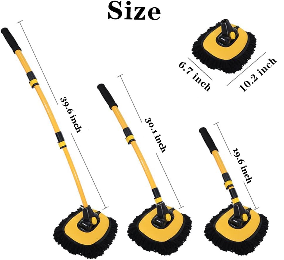 Car Wash Brush with Long Handle (Yellow01)
