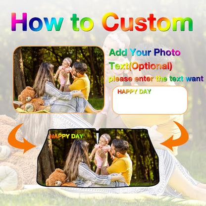 Custom Car Windshield Sun Shade Umbrella Customize Sun Shade Personalized Umbrella Shade with Photo Text Design Foldable Customized Car Sunshade Sun Visor for Car (custom-style)