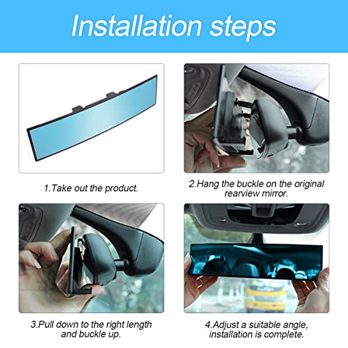 12 Inch Panoramic Car Rearview Mirror (Blue)