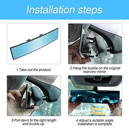 12 Inch Panoramic Car Rearview Mirror (Blue)