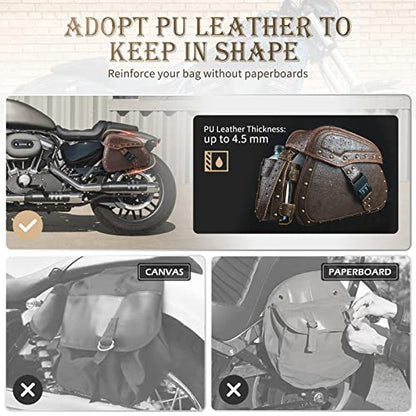 Saddle Bags PU Leather Motorcycle Saddlebags (Brown)