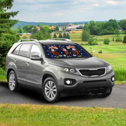 USA Eagle Car Windshield Sun Shade Umbrella Block UV Rays Heat Foldable Windshield Umbrella Sun Visor Protector (One Size / USA Eagle)