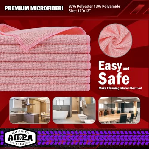 Microfiber Cleaning Cloth Pink 20PK (Pink / 20PK)