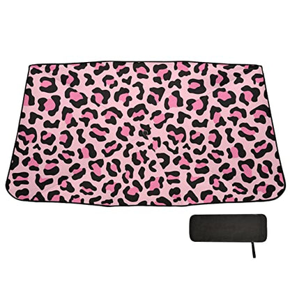 Leopard Print Windshield Sun Shade Umbrella Pink Animal Skin Foldable Car Front Window Sunshade Blocks UV Rays Heat Keep Vehicle Cool (multi 30)