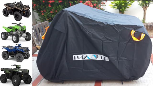 ATV Cover Waterproof for Polaris Sportsman Yamaha Grizzly Honda FourTrax Kawasaki KFX Wheel Car with Air Vents Reflective Strips and Buckle Straps Length up to 83 inches (XL:83*48*45 Inch / Black)