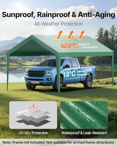 Carport Replacement Canopy (Dark Green / 10x20ft)