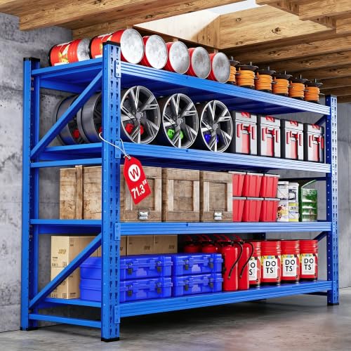 71.3” Wide Heavy Duty Metal Garage Shelving (Blue / 71"Wx24"Dx70"H)