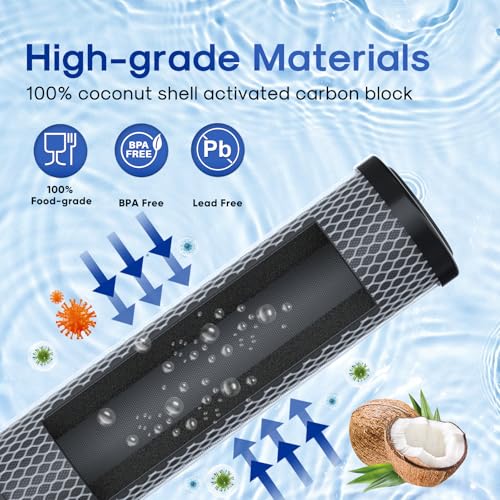 1 Micron 2.5" x 10" CTO Carbon Whole House Water Filter 3 Pack (3 Count (Pack of 1) / Activated Carbon)