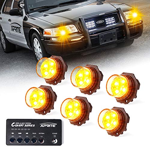Amber LED Hideaway Strobe Lights Kit (Amber / 6 pcs)