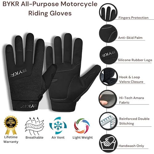 All Weather Motorcycle Gloves for Men & Women (Black / XX-Large)