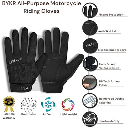 All Weather Motorcycle Gloves for Men & Women (Black / XX-Large)